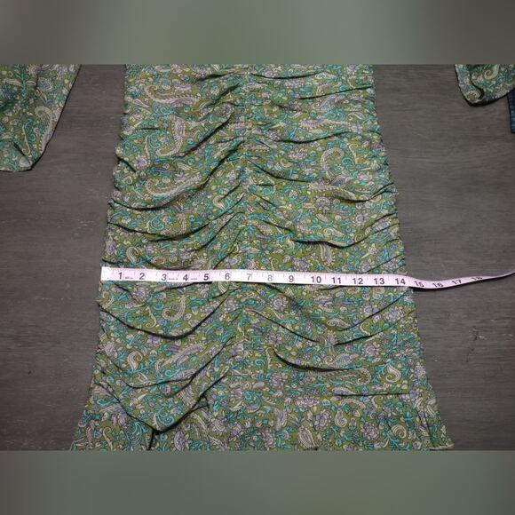 VERONICA BEARD Shala Ruched Paisley Ruffle Dress Size 4 - Picture 7 of 16